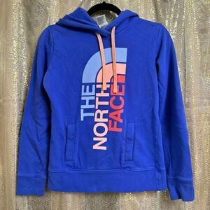The North Face Blue Purple Pastel Logo Pullover Hoodie XS